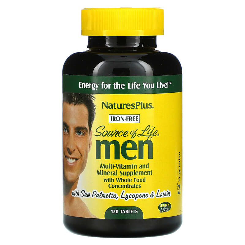 Nature's Plus Source of Life Men Multi-Vitamin and Mineral Supplement with Whole Food Concentrates Iron-Free 120 viên 1 NaturesPlus Source of Life Men Multi-Vitamin and Mineral Supplement with Whole Food Concentrates Iron-Free 120 Tablets 097467309302