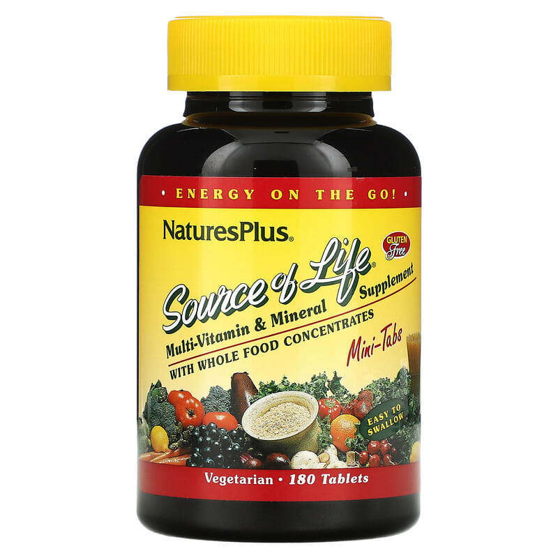 Nature's Plus Source of Life Multi-Vitamin & Mineral Supplement with Whole Food Concentrates 180 Mini viên 1 NaturesPlus Source of Life Multi-Vitamin & Mineral Supplement with Whole Food Concentrates 180 Tablets 097467305830