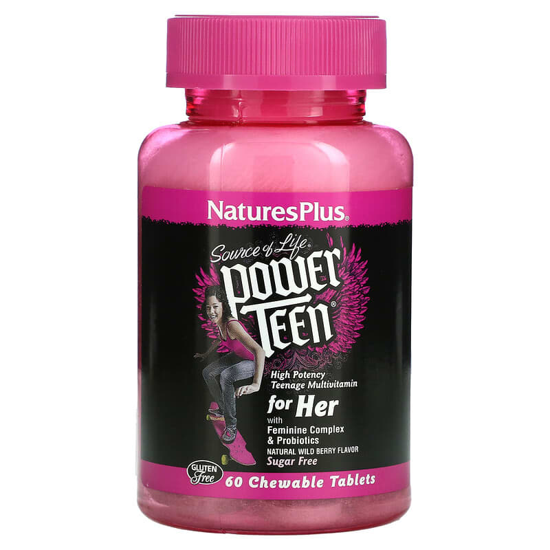 NaturesPlus Source of Life Power Teen For Her Sugar Free Natural Wild Berry 60 Chewable Tablets 1 NaturesPlus Source of Life Power Teen For Her Sugar Free Natural Wild Berry 60 Chewable Tablets 097467300040