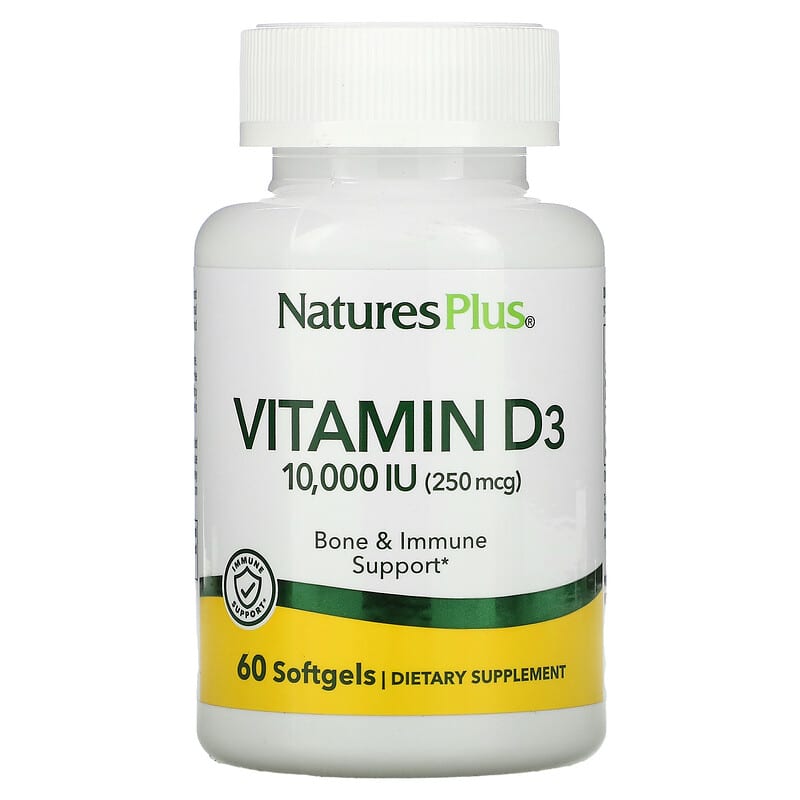 Nature's Plus Vitamin D3 10,000 IU (250 mcg) 60 Softgels 1 NaturesPlus Vitamin D3 10.000 IU (250 mcg) 60 Softgels 097467010482