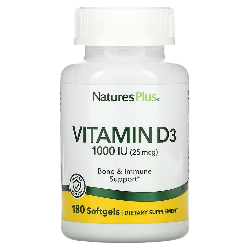 Nature's Plus Vitamin D3 25 mcg (1,000 IU) 180 Softgels 1 NaturesPlus Vitamin D3 25 mcg (1.000 IU) 180 Softgels 097467010420
