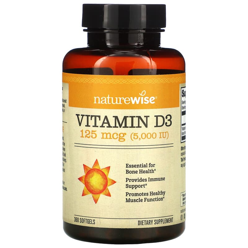 NatureWise Vitamin D3 125 mcg (5,000 IU) 360 Softgels 1 NatureWise Vitamin D3 125 mcg (5.000 IU) 360 Softgels 858081006042
