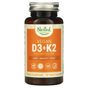 Nested Naturals Vegan D3 + K2 plus Nettle Leaf 60 Vegan Capsules 852446007477