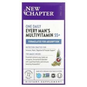 New Chapter Every Man's One Daily 55+ Multivitamin 72 Vegetarian Tablets 727783901286