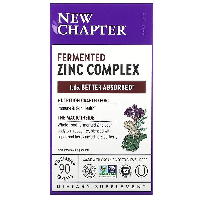 New Chapter Fermented Zinc Complex 90 Vegetarian Tablets 1 New Chapter Fermented Zinc Complex 90 Vegetarian Tablets 727783903563
