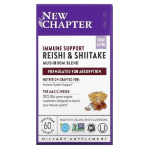 New Chapter Immune Support Reishi & Shiitake Mushroom Blend 60 Vegan Capsules 727783002303