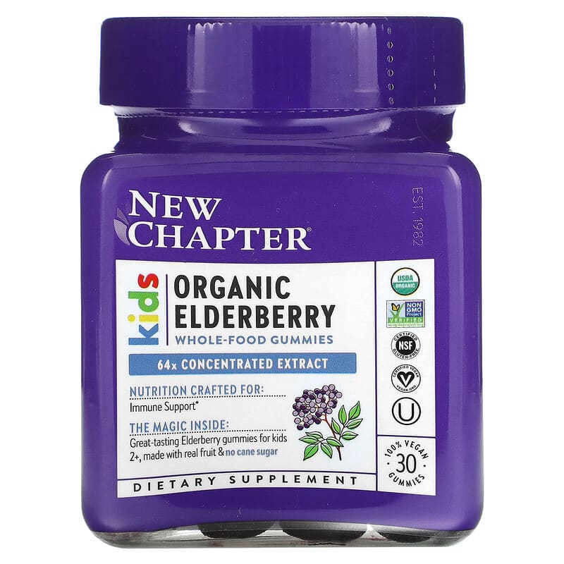 New Chapter Kids Organic Elderberry Whole-Food Gummies Ages 2+ 30 Vegan Gummies 1 New Chapter Kids Organic Elderberry Whole-Food Gummies Ages 2+ 30 Vegan Gummies 727783903099