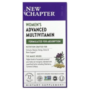 New Chapter Women's Advanced Multivitamin 72 Vegetarian Tablets 727783003034