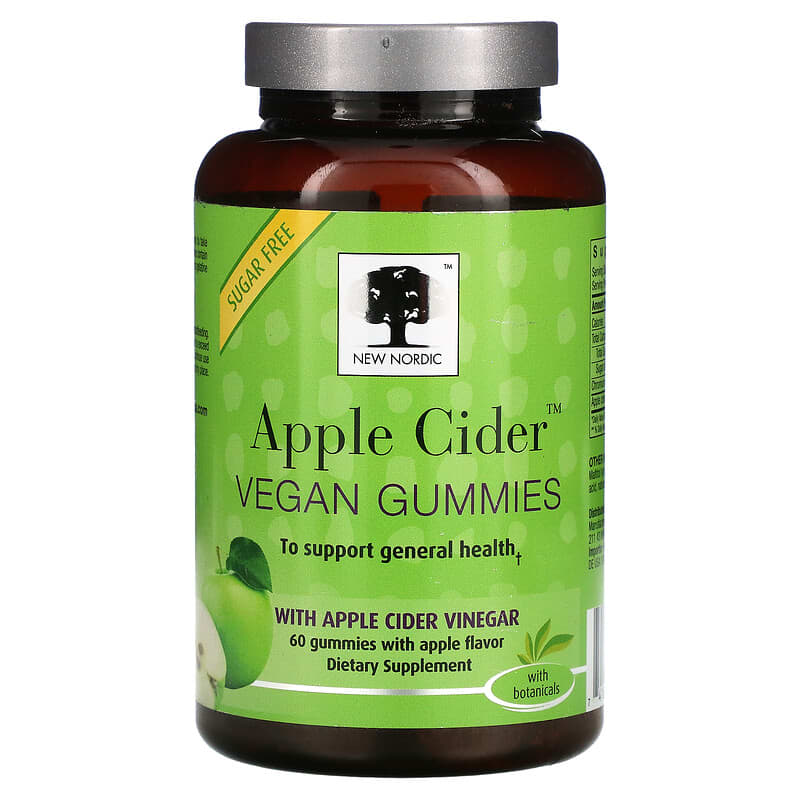 New Nordic Apple Cider Gummies Apple Flavor 60 Gummies 1 New Nordic US Inc Apple Cider Vegan Gummies Apple 60 Gummies 741805000733
