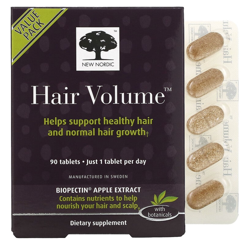 New Nordic Hair Volume with Biopectin Apple Extract 90 viên 1 New Nordic US Inc Hair Volume with Botanicals 90 Tablets 741805747218