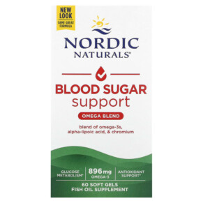 Nordic Naturals Blood Sugar Support Omega Blend 448 mg 60 Soft Gels 768990018701