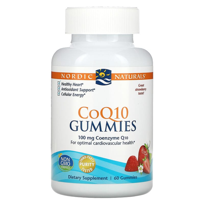 Nordic Naturals CoQ10 Gummies Strawberry 100 mg 60 Gummies 1 Nordic Naturals CoQ10 Gummies Strawberry 100 mg 60 Gummies 768990301858