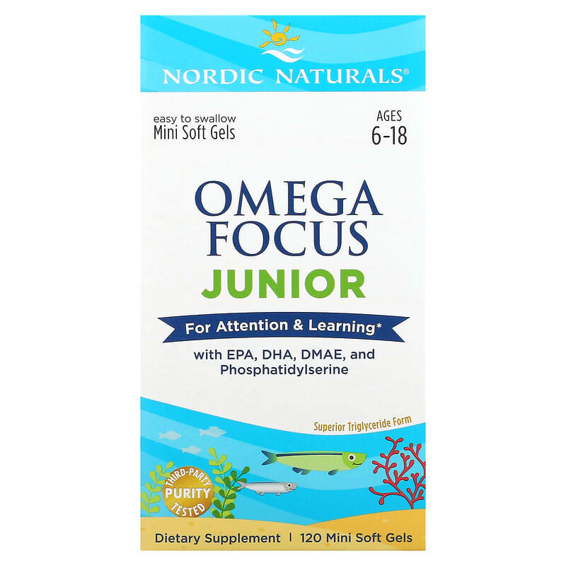Nordic Naturals Omega Focus Junior Ages 6-18 120 Mini Soft Gels 1 Nordic Naturals Omega Focus Junior Ages 6-18 120 Mini Soft Gels 768990027857