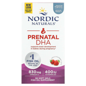Nordic Naturals Prenatal DHA Strawberry 830 mg 90 Soft Gels 768990017537