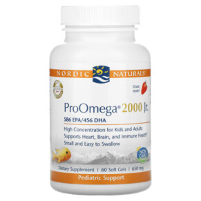 Nordic Naturals ProOmega 2000 Jr. Strawberry 650 mg 60 Soft Gels 768990071256