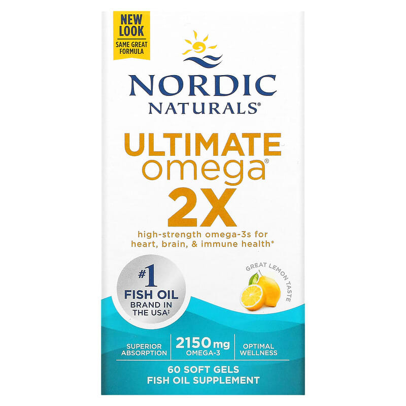 Nordic Naturals Ultimate Omega 2X Lemon 60 Softgels 1 Nordic Naturals Ultimate Omega 2X Lemon 1.075 mg 60 Softgels 768990021503