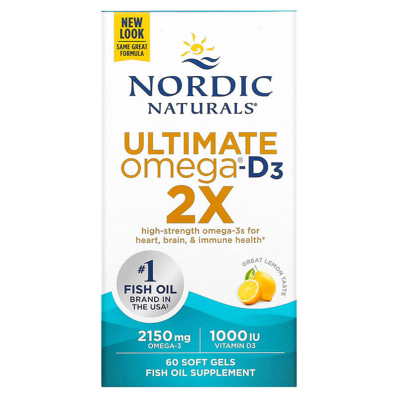 Nordic Naturals Ultimate Omega 2X with Vitamin D3 Lemon 60 Softgels 1 Nordic Naturals Ultimate Omega 2X with Vitamin D3 Lemon 60 Softgels 768990021558
