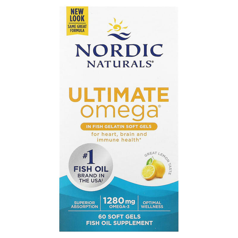Nordic Naturals Ultimate Omega Lemon 1,280 mg 60 Soft Gels 1 Nordic Naturals Ultimate Omega Lemon 640 mg 60 Soft Gels 768990017971