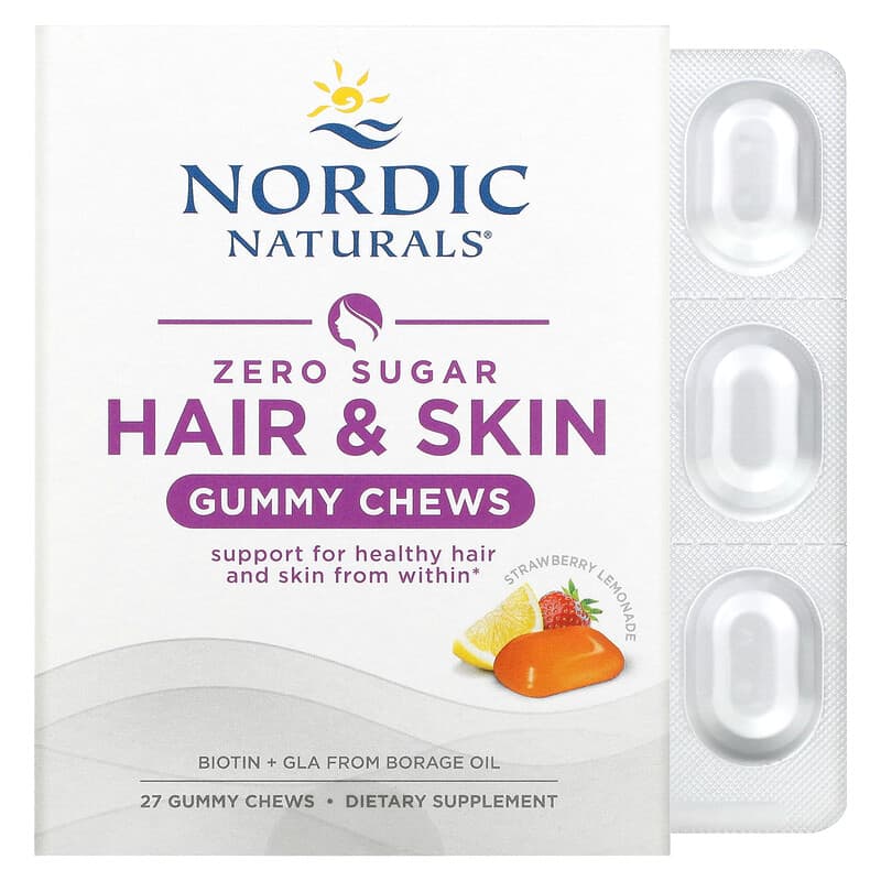 Nordic Naturals Zero Sugar Hair & Skin Gummy Chews Strawberry Lemonade 27 Gummy Chews 1 Nordic Naturals Zero Sugar Hair & Skin Gummy Chews Strawberry Lemonade 27 Gummy Chews 768990016660