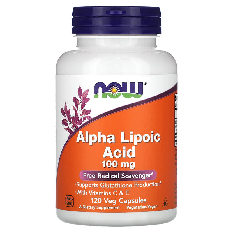 NOW Foods Alpha Lipoic Acid 100 mg 120 Veg Capsules 1 NOW Foods Alpha Lipoic Acid 100 mg 120 Veg Capsules 733739030412