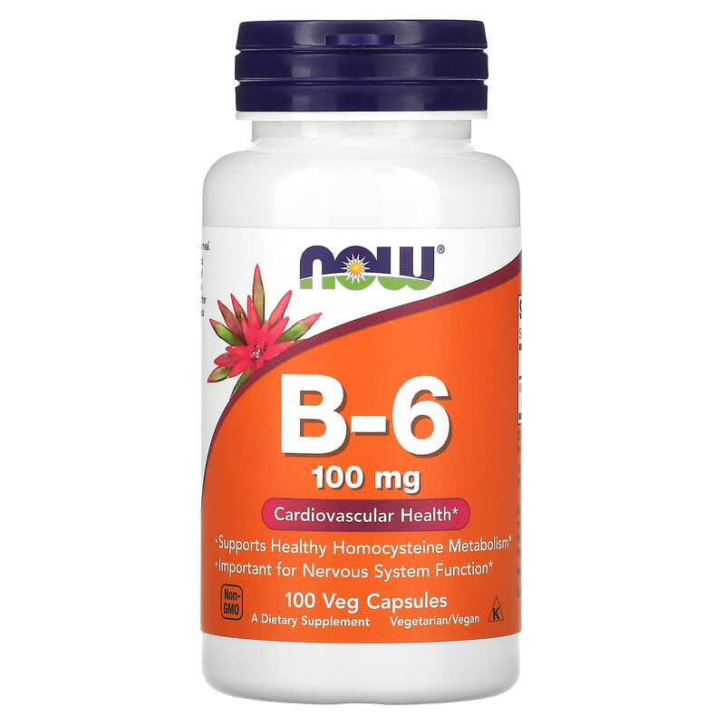 NOW Foods B-6 100 mg 100 Veg Capsules 1 NOW Foods B-6 100 mg 100 Veg Capsules 733739004567