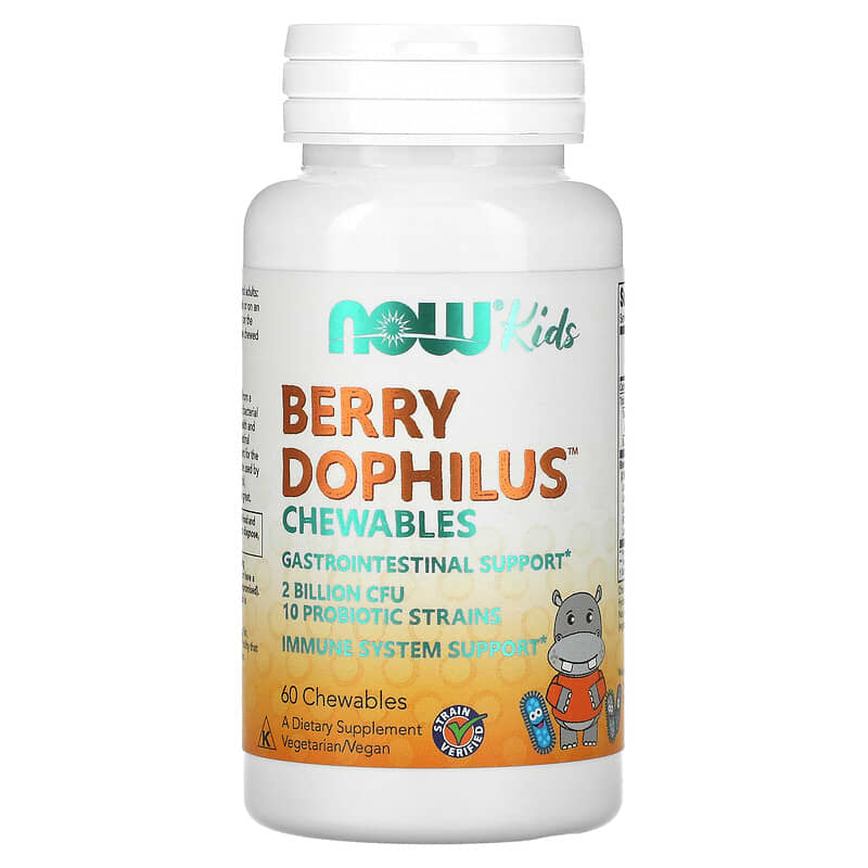 NOW Foods Berry Dophilus Kids 2 Billion 60 Chewables 1 NOW Foods Berry Dophilus Kids 2 Billion 60 Chewables 733739029362