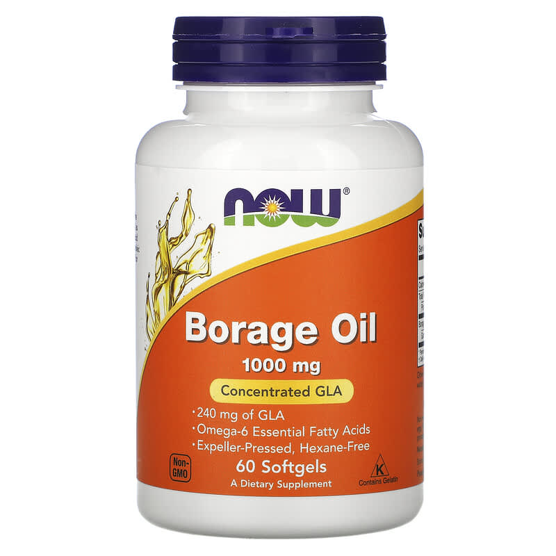 Now Foods Borage Oil Concentration GLA 1,000 mg 60 Softgels 1 NOW Foods Borage Oil Concentration GLA 1.000 mg 60 Softgels 733739017208