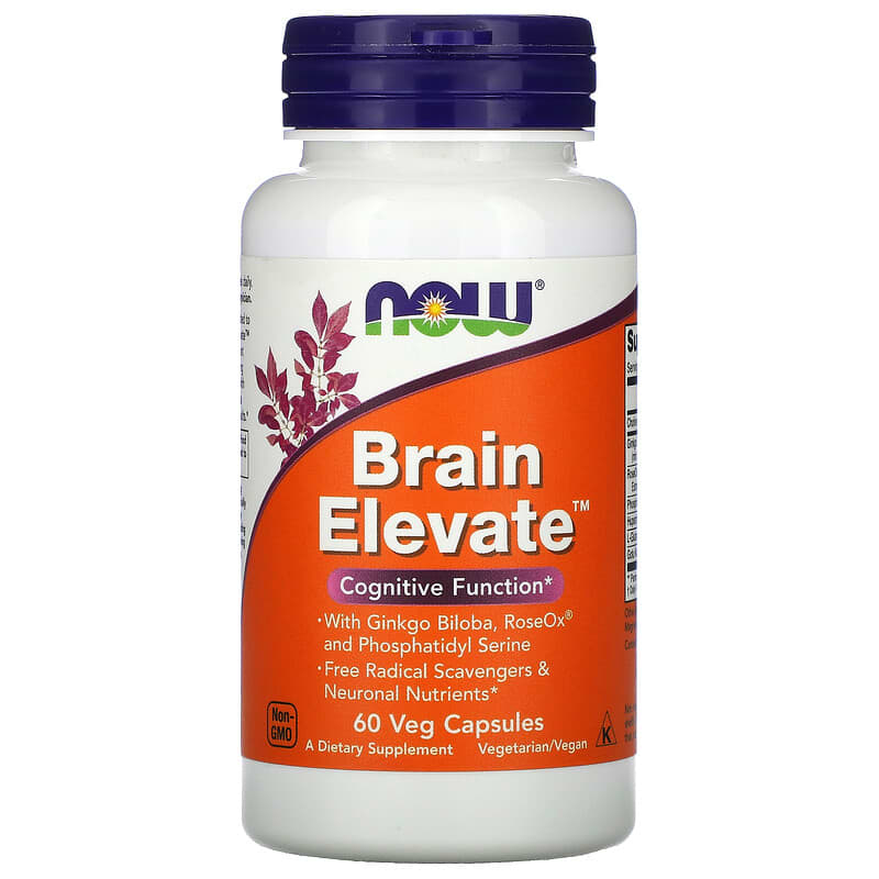 NOW Foods Brain Elevate 60 Veg Capsules 1 NOW Foods Brain Elevate 60 Veg Capsules 733739033031