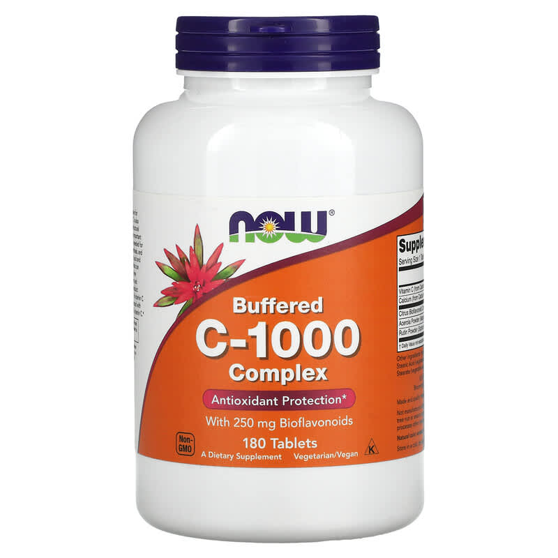 NOW Foods Buffered C-1000 Complex 180 Tablets 1 NOW Foods Buffered C-1000 Complex 180 Tablets 733739007025
