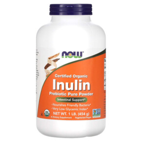 NOW Foods Certified Organic Inulin Prebiotic Pure Powder 1 lb (454 g) 733739029515