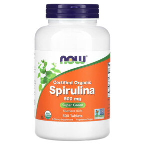 NOW Foods Certified Organic Spirulina 500 mg 500 Tablets 733739027009