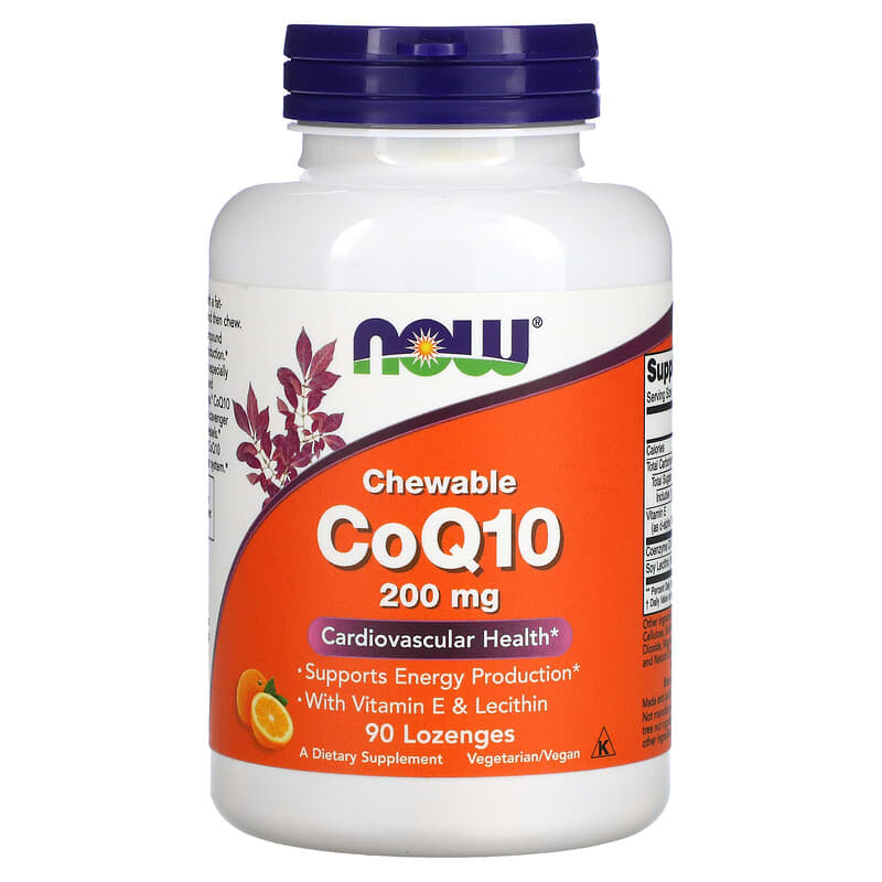 NOW Foods Chewable CoQ10 200 mg 90 Lozenges 1 NOW Foods Chewable CoQ10 200 mg 90 Lozenges 733739031976