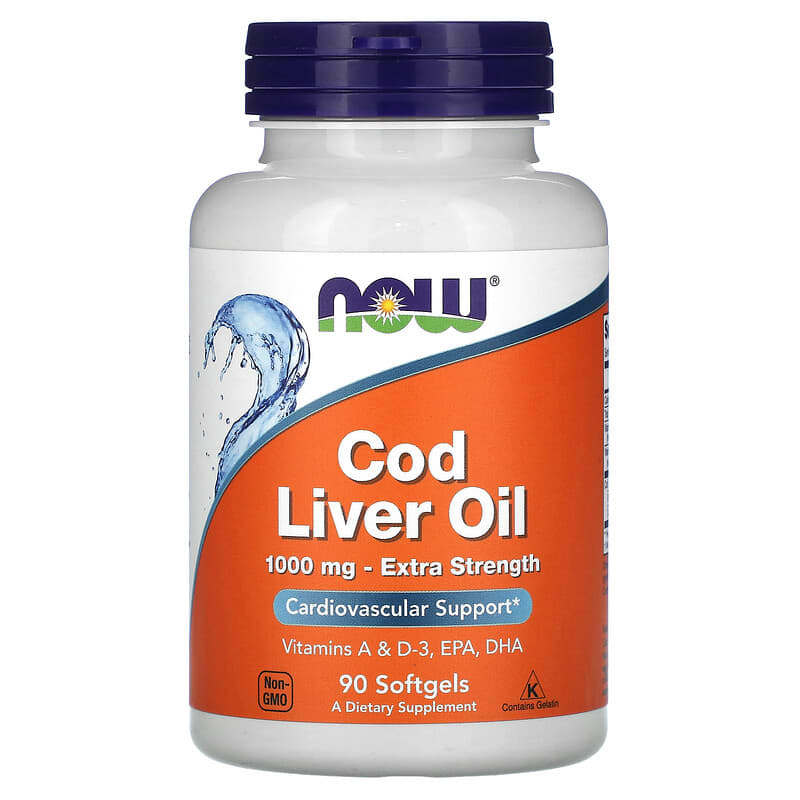 Now Foods Cod Liver Oil Extra Strength 1,000 mg 90 Softgels 1 NOW Foods Cod Liver Oil Extra Strength 1.000 mg 90 Softgels 733739017437
