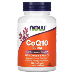 NOW Foods CoQ10 with Omega-3 Fish Oil 60 mg 120 Softgels 733739031662
