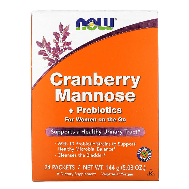 NOW Foods Cranberry Mannose + Probiotics For Women On The Go 24 Packets 0.21 oz (6 g) Each 1 NOW Foods Cranberry Mannose + Probiotics For Women On The Go 24 Packets 0.21 oz (6 g) Each 733739028129