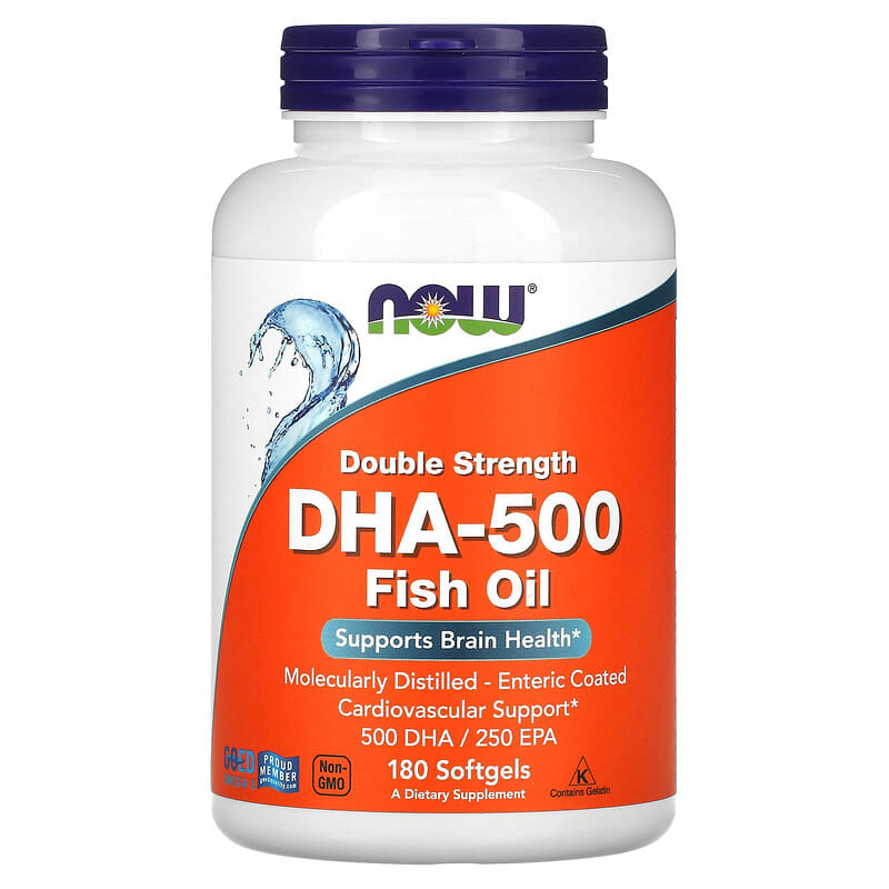 Now Foods DHA-500 Double Strength 180 Softgels 1 NOW Foods Double Strength DHA-500 Fish Oil 180 Softgels 733739016133