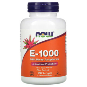 NOW Foods E-1000 with Mixed Tocopherols 670 mg (1.000 IU) 100 Softgels 733739009029