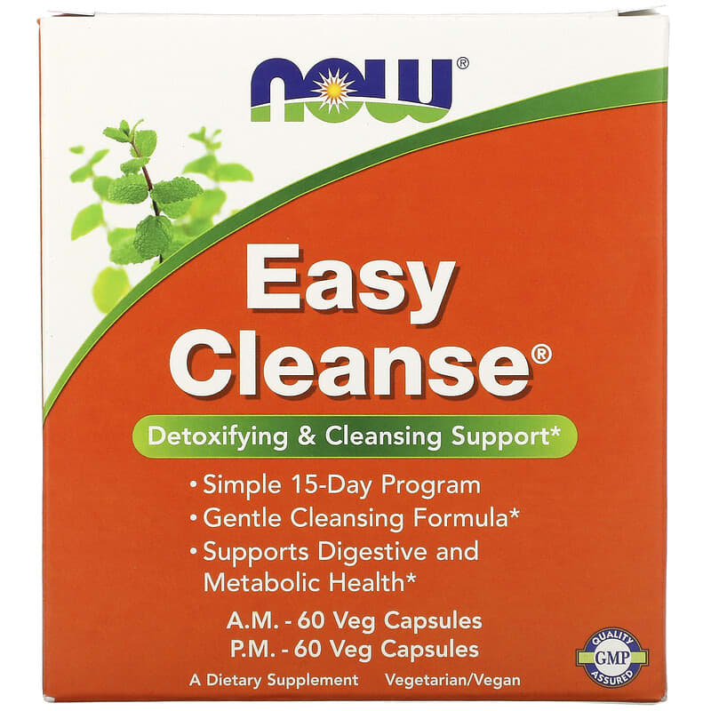 NOW Foods Easy Cleanse 2 Bottles 60 Veg Capsules Each 1 NOW Foods Easy Cleanse 2 Bottles 60 Veg Capsules Each 733739024541