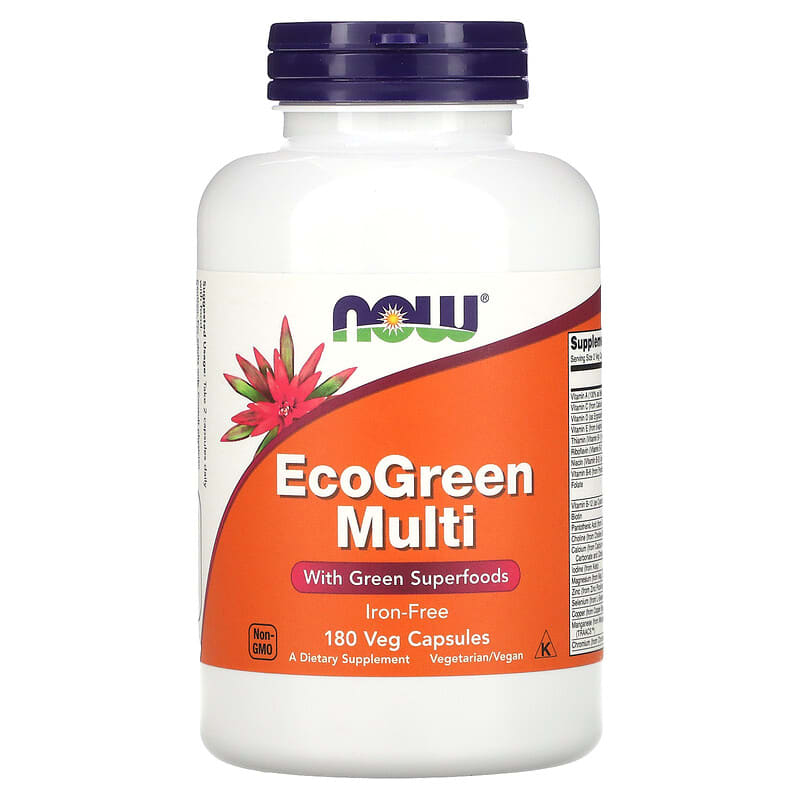NOW Foods EcoGreen Multi Iron-Free 180 Veg Capsules 1 NOW Foods EcoGreen Multi Iron-Free 180 Veg Capsules 733739037886