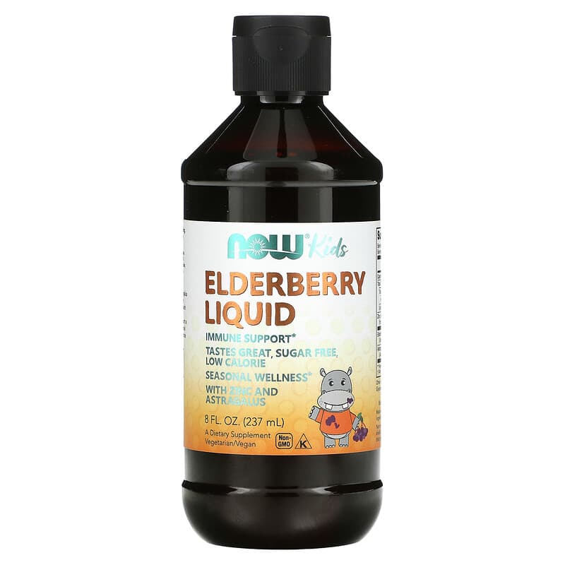 NOW Foods Elderberry Liquid for Kids 8 fl oz (237 ml) 1 NOW Foods Elderberry Liquid for Kids 8 fl oz (237 ml) 733739048516