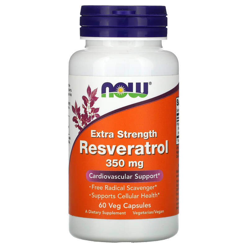 NOW Foods Extra Strength Resveratrol 350 mg 60 Veg Capsules 1 NOW Foods Extra Strength Resveratrol 350 mg 60 Veg Capsules 733739033864