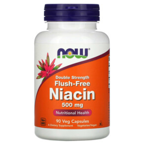 NOW Foods Flush-Free Niacin Double Strength 500 mg 90 Veg Capsules 733739004987