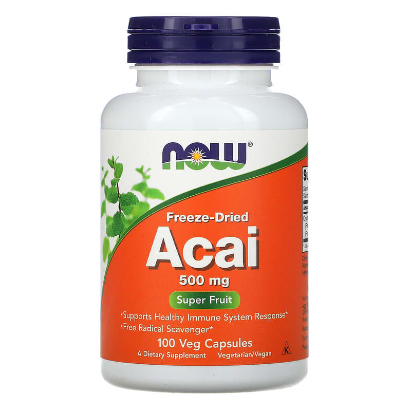 Now Foods Freeze-Dried Acai 500 mg 100 Veg viên 1 NOW Foods Freeze-Dried Acai 500 mg 100 Veg Capsules 733739033550