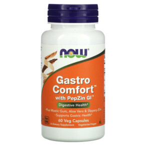 NOW Foods Gastro Comfort with PepZin GI 60 Veg Capsules 733739035202