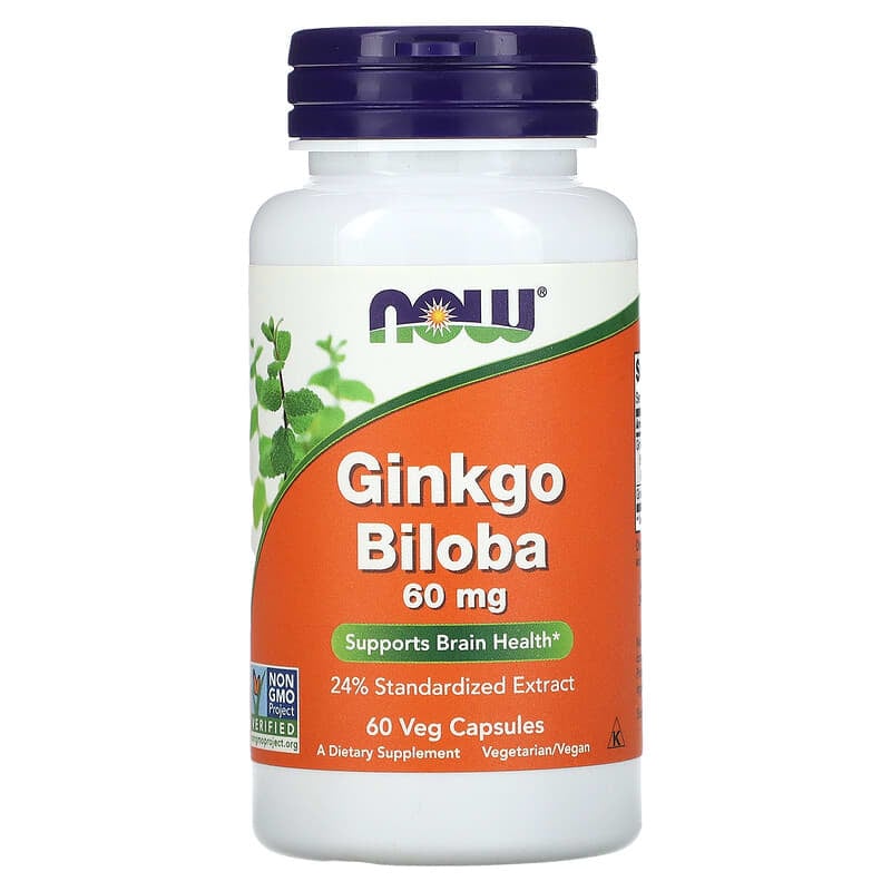NOW Foods Ginkgo Biloba 60 mg 60 Veg Capsules 1 NOW Foods Ginkgo Biloba 60 mg 60 Veg Capsules 733739046864