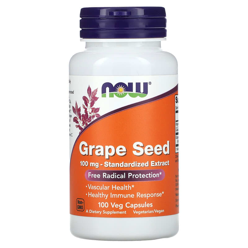 NOW Foods Grape Seed Standardized Extract 100 mg 100 Veg Capsules 1 NOW Foods Grape Seed Standardized Extract 100 mg 100 Veg Capsules 733739032485