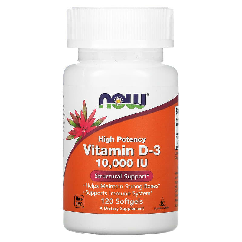 Now Foods High Potency Vitamin D-3 10,000 IU 120 Softgels 1 NOW Foods High Potency Vitamin D-3 10.000 IU 120 Softgels 733739003768