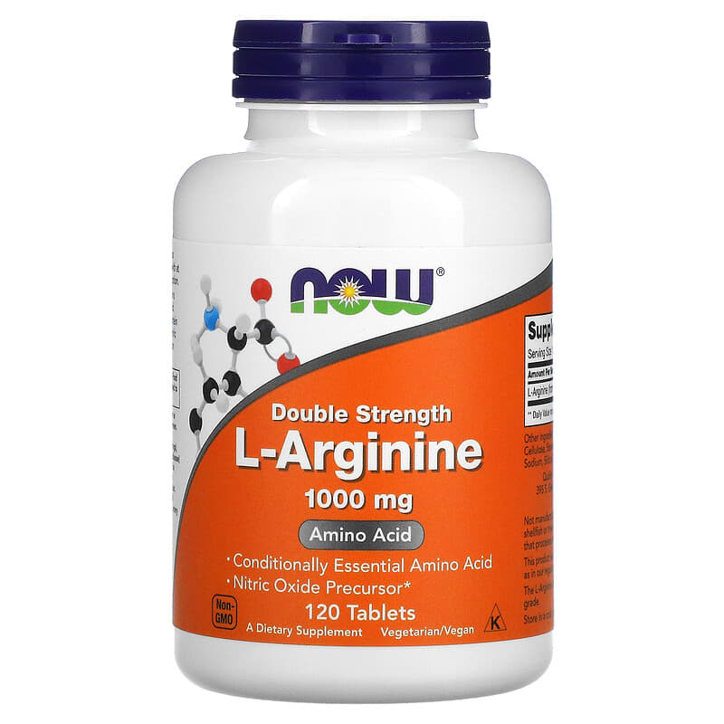 NOW Foods L-Arginine Double Strength 1.000 mg 120 Tablets 1 NOW Foods L-Arginine Double Strength 1.000 mg 120 Tablets 733739000354