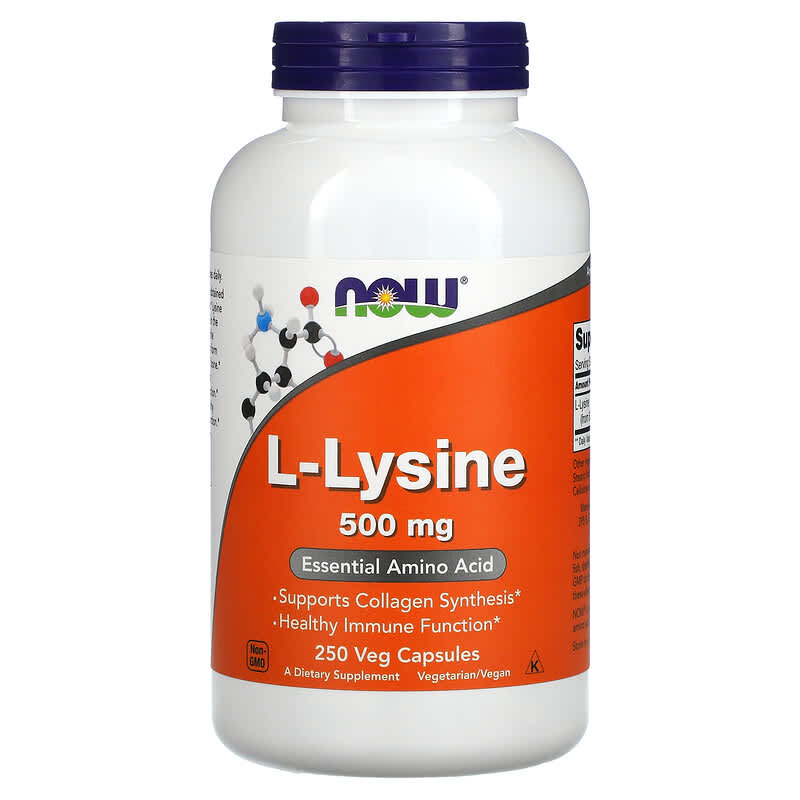 NOW Foods L-Lysine 500 mg 250 Veg Capsules 1 NOW Foods L-Lysine 500 mg 250 Veg Capsules 733739001122