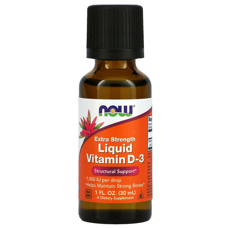 Now Foods Liquid Vitamin D-3 Extra Strength 1,000 IU 1 oz (30 ml) 1 NOW Foods Liquid Vitamin D-3 Extra Strength 1.000 IU 1 fl oz (30 ml) 733739003713